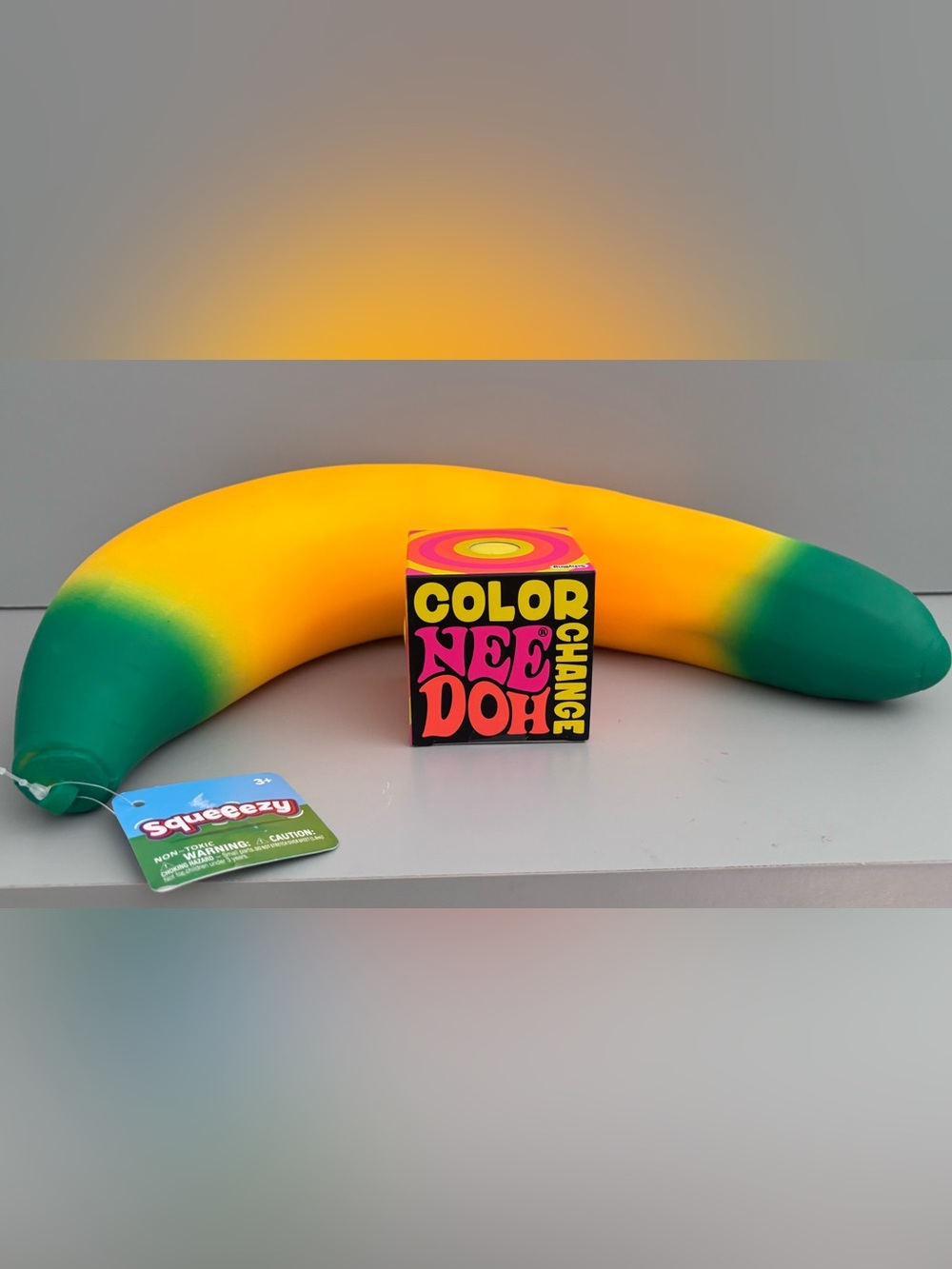 Viral Squeezy Sensory Fidget Bundle: Color Changing NeeDoh and Squeezy Banana